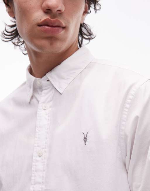 AllSaints - Hawthorne - Camicia a maniche lunghe bianca con logo, 5 di 5