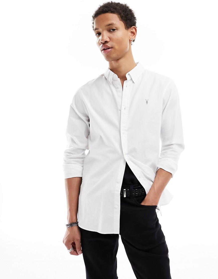 AllSaints Hawthorne stretch fit shirt in white