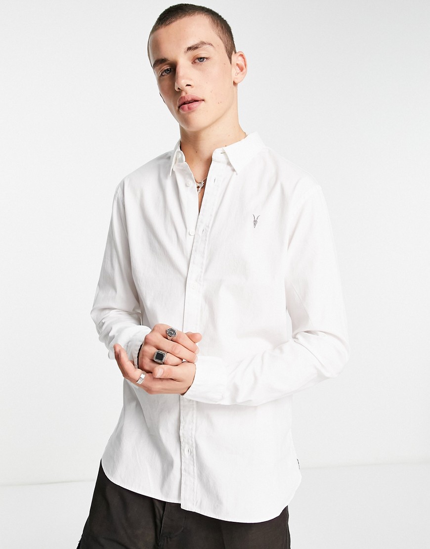 AllSaints Hawthorne stretch fit shirt in white