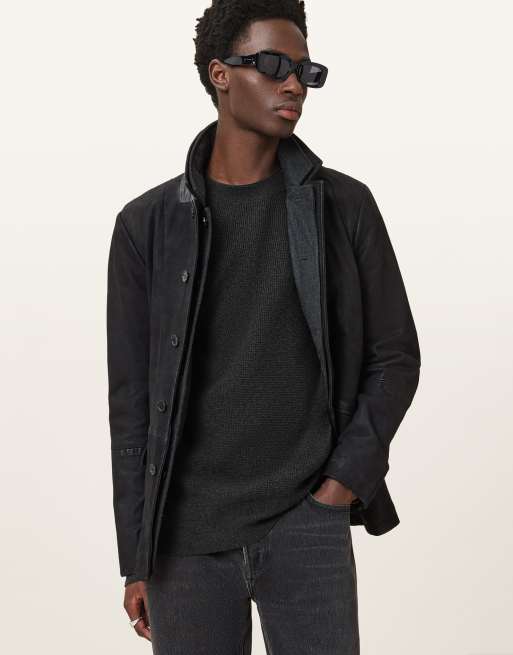 AllSaints – Hayes – T-Shirt in Aschenschwarz mit Rundhalsausschnitt