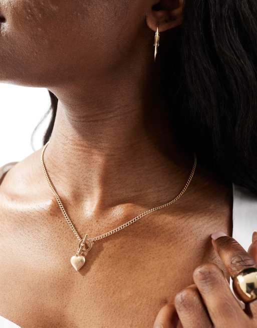 AllSaints heart pendant chain necklace in gold