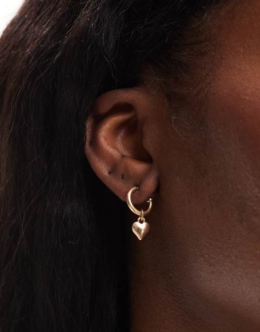AllSaints heart pendant huggie hoop earrings in gold
