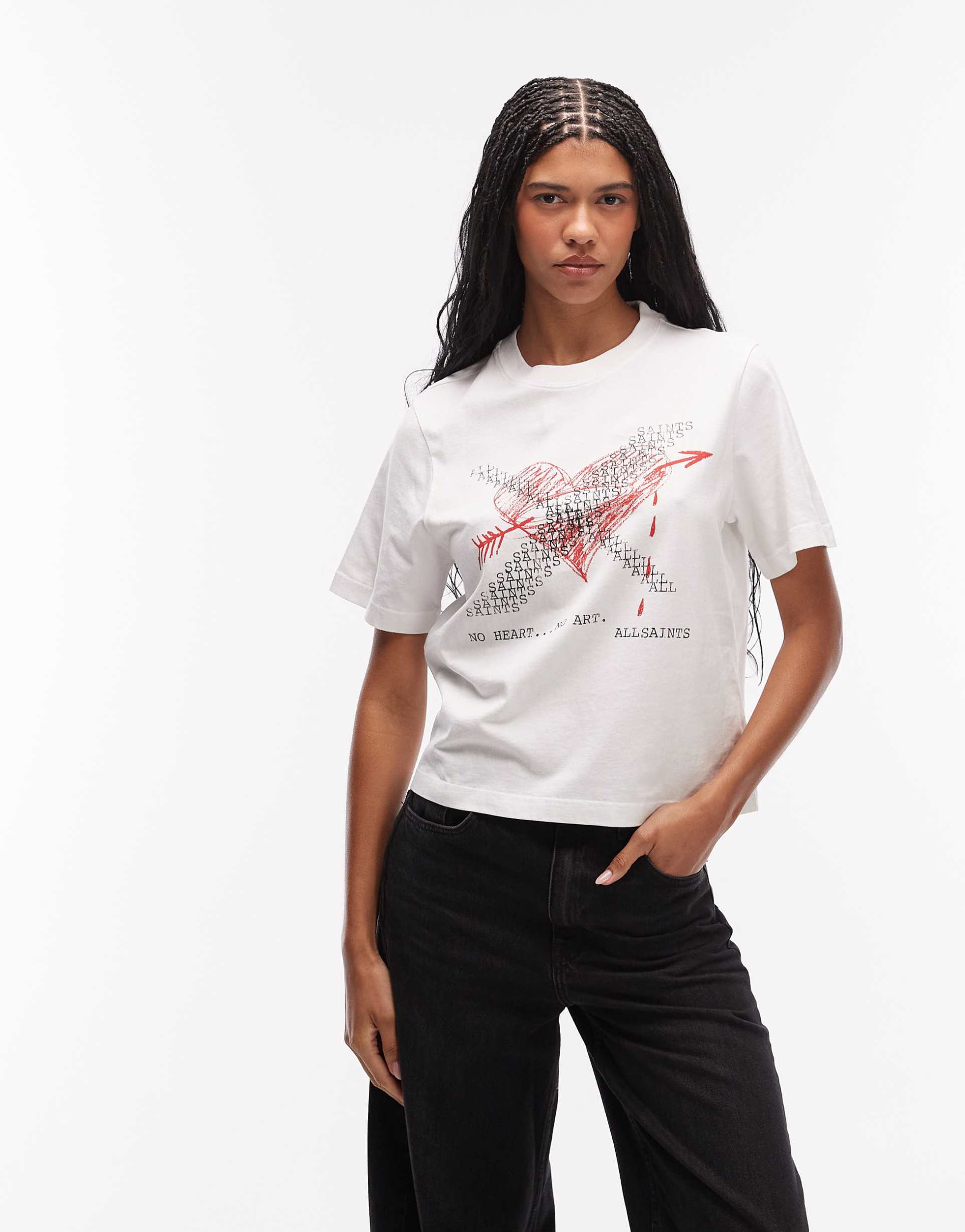 allsaints heartache graphic lisa short sleeve t-shirt in white