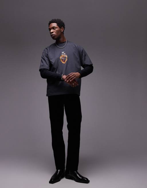 AllSaints Heartfelt back graphic t-shirt in washed black