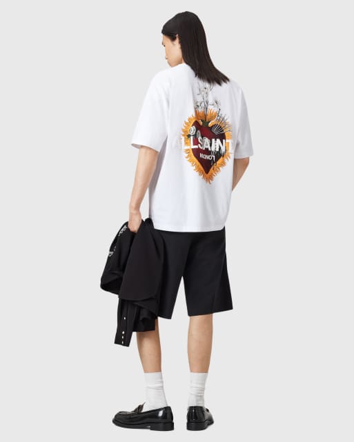 AllSaints Heartfelt back graphic t-shirt in white, 4 of 4