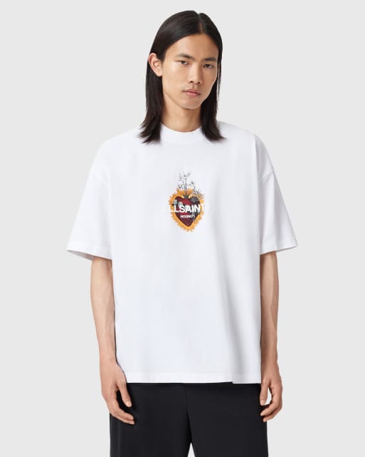AllSaints – Heartfelt – Vit t-shirt med tryck baktill, 2 av 4