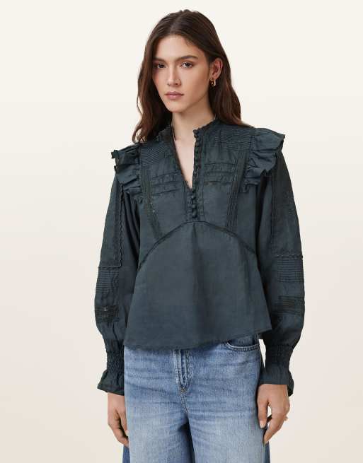 AllSaints - Heather - Top in bosbessenblauw