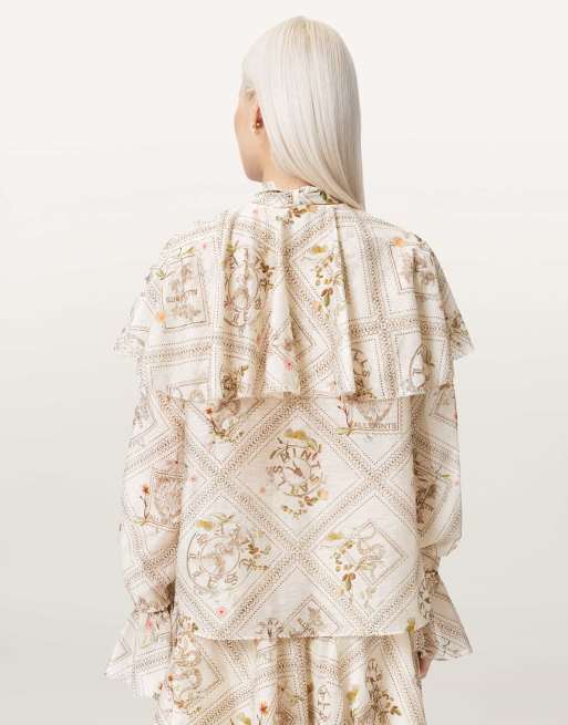 AllSaints - Heba - Top - Blanc cassé Carmel, 5 de 6