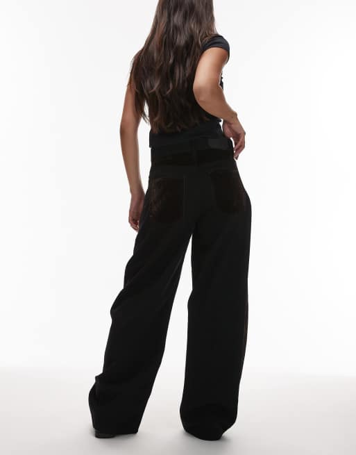 AllSaints - Helena - Brune jeans med vide ben og velourisering, 3 af 5