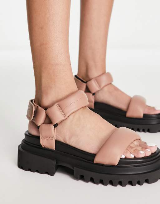 AllSaints Helium leather sandals in pink ASOS