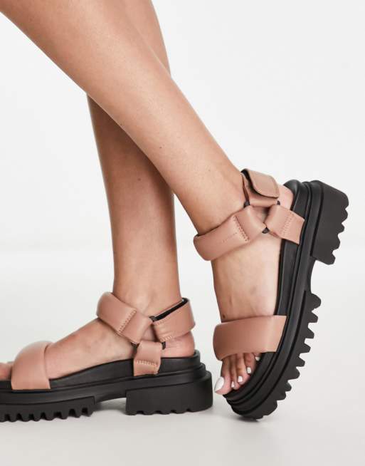 AllSaints Helium leather sandals in pink ASOS