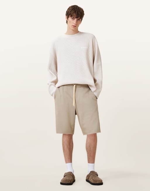 AllSaints – Helix – Sweatshorts in Schlammbraun