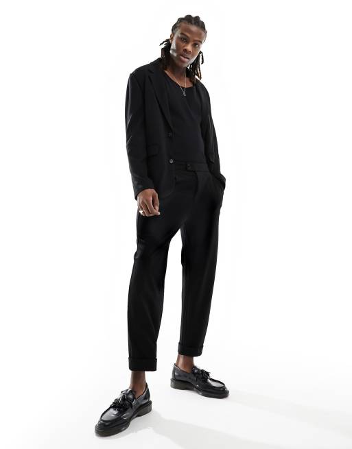 AllSaints Helm structured jersey suit pants in black