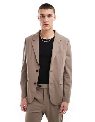 AllSaints Helm suit blazer jacket co-ord in light brown