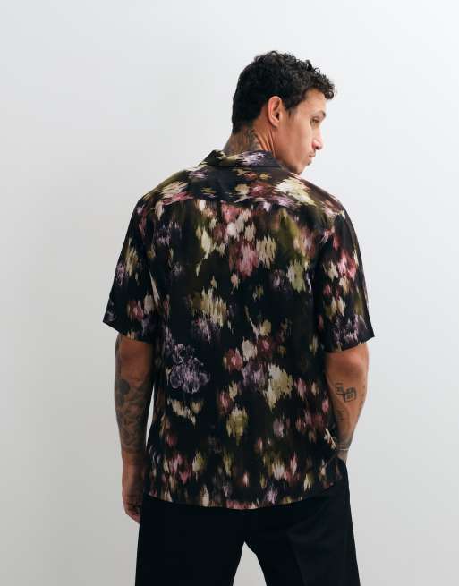 AllSaints Hemd mit kurzem Ärmel und verzerrtem Blumenmuster in Multicolor, 4 von 5