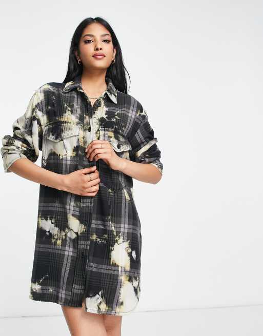 AllSaints Hemdkleid mit Karomuster und Bleach Waschung ASOS