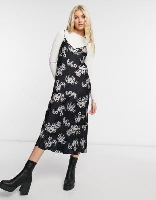 Allsaints Hera Jasmine Dress In Black And White Asos