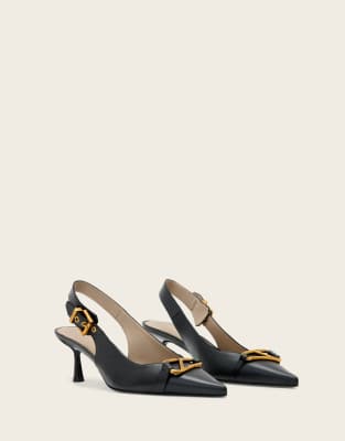 AllSaints - Hera - Slingback-Schuhe in Schwarz