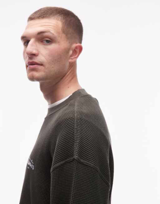 AllSaints – Herald – Grön, våfflad t-shirt med långa ärmar, 4 av 5