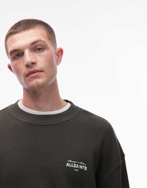AllSaints – Herald – Grön, våfflad t-shirt med långa ärmar, 5 av 5
