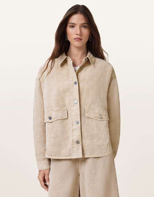 AllSaints – Hettie – Hemdjacke in Sandbraun