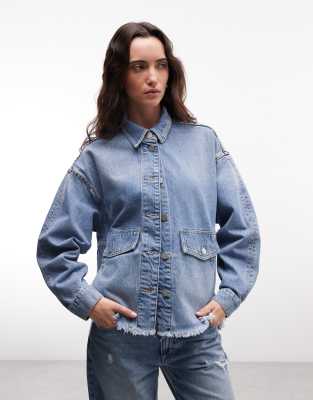 Hettie - Jeansjacke in indigoblauer Vintage-Waschung mit Nietenbesatz Blau 34-36