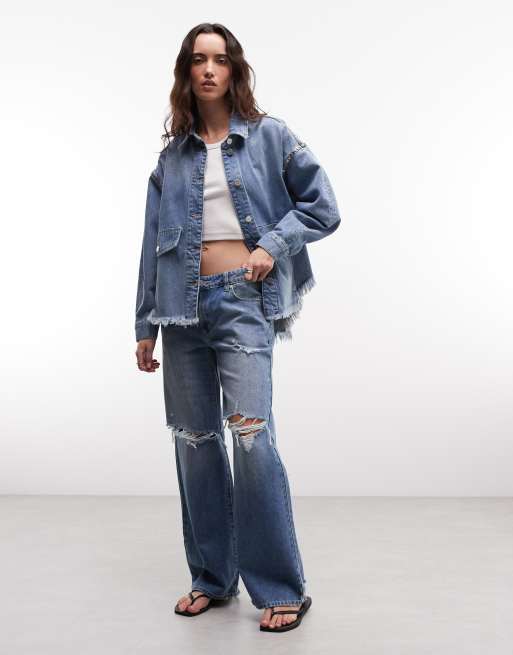 AllSaints – Hettie – Jeansjacke in indigoblauer Vintage-Waschung mit Nietenbesatz, 2 von 4