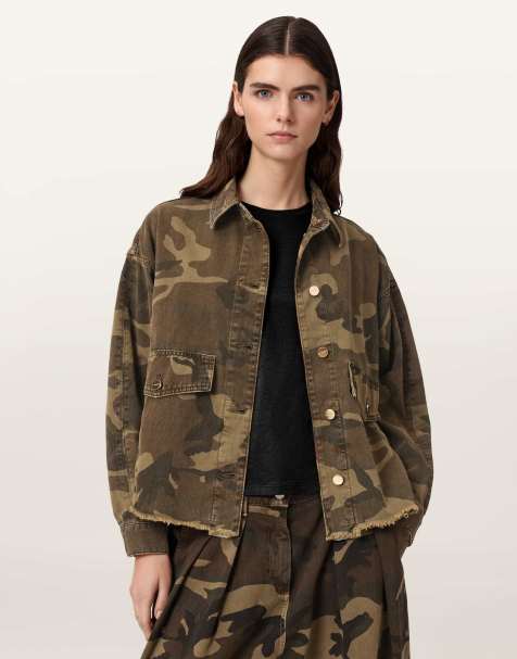 AllSaints - Hettie - Shacket met camouflageprint in groen - view 1