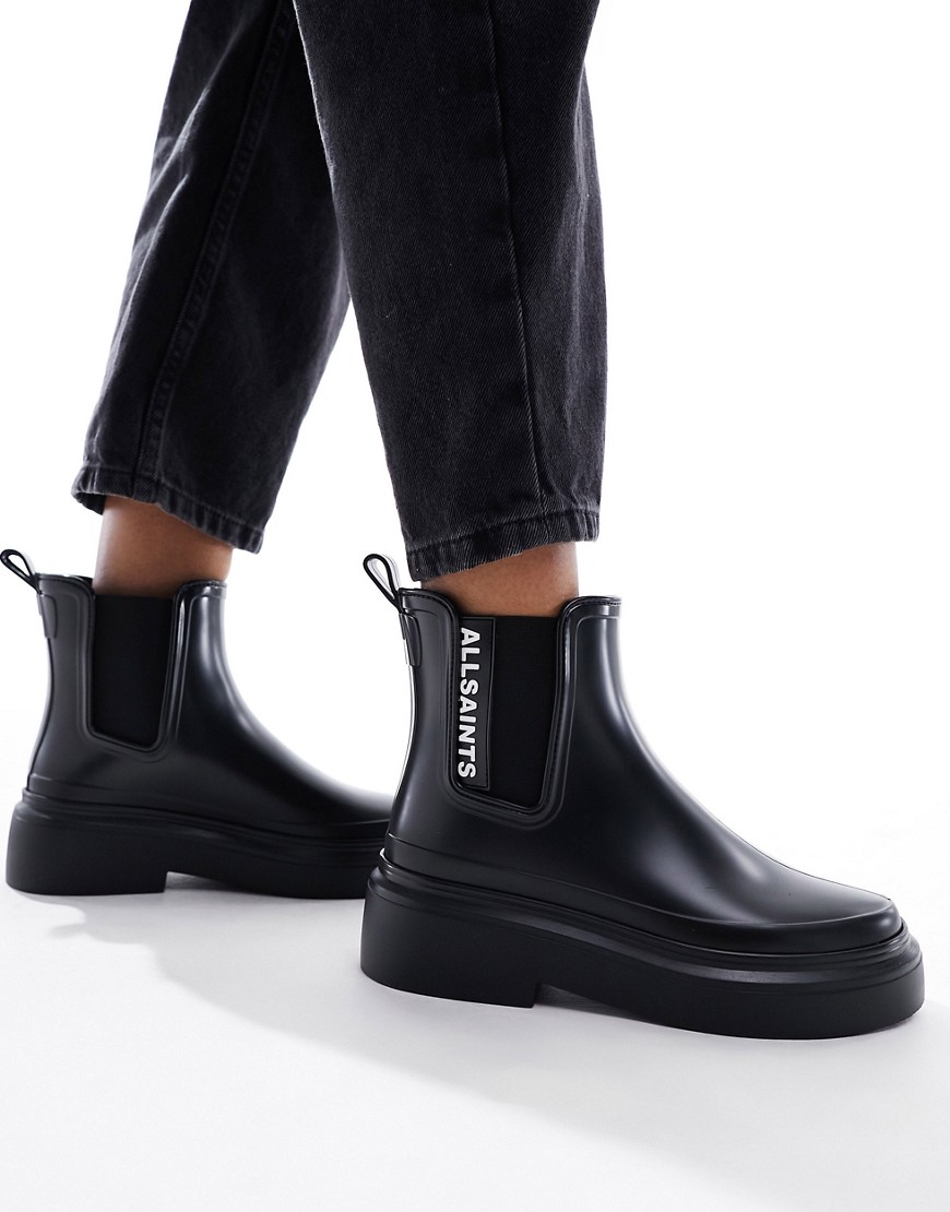 AllSaints Hetty rubber boots in black