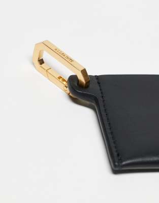 Allsaints Womens Black Hex Leather Card Holder In Black