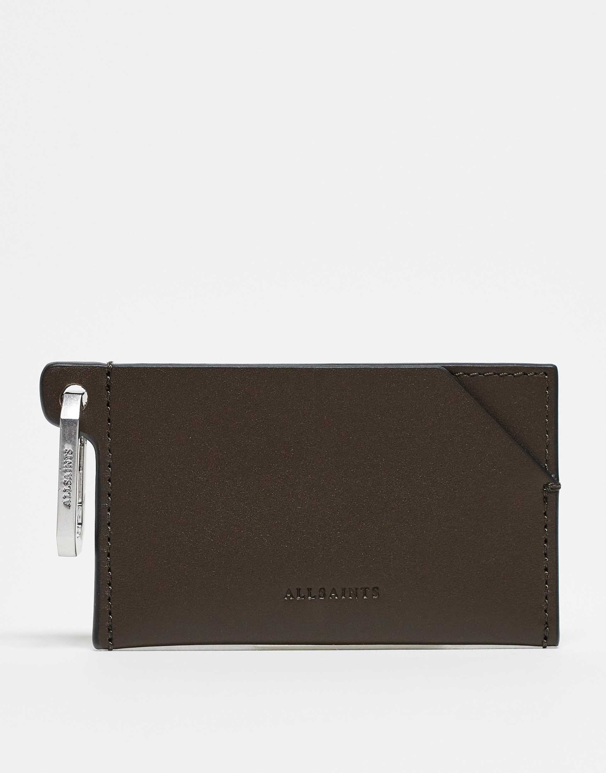 allsaints hex cardholder in brown