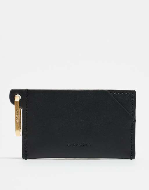 AllSaints – Hex – Czarne skórzane etui na karty