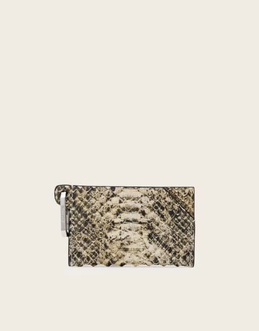 AllSaints - Hex - Portacarte color crema pitonato