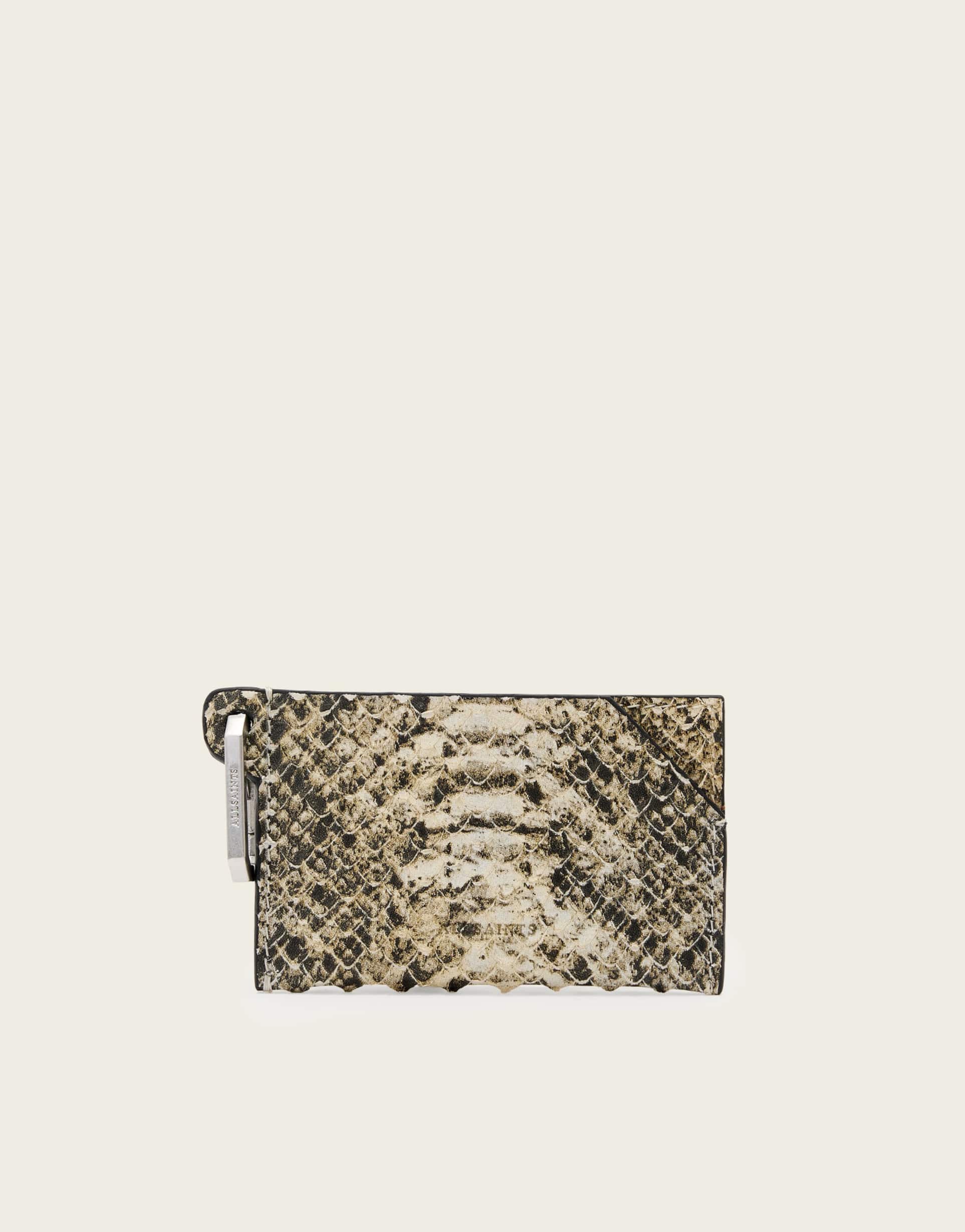 allsaints hex snake cardholder in cream