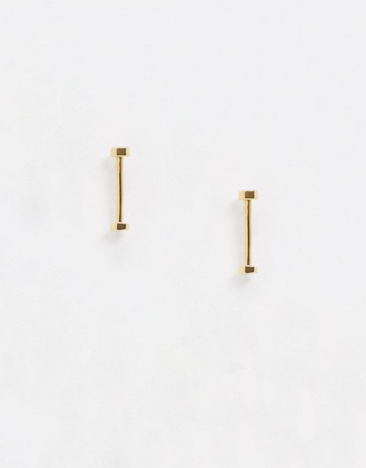 AllSaints hexagonal bar stud earrings in gold