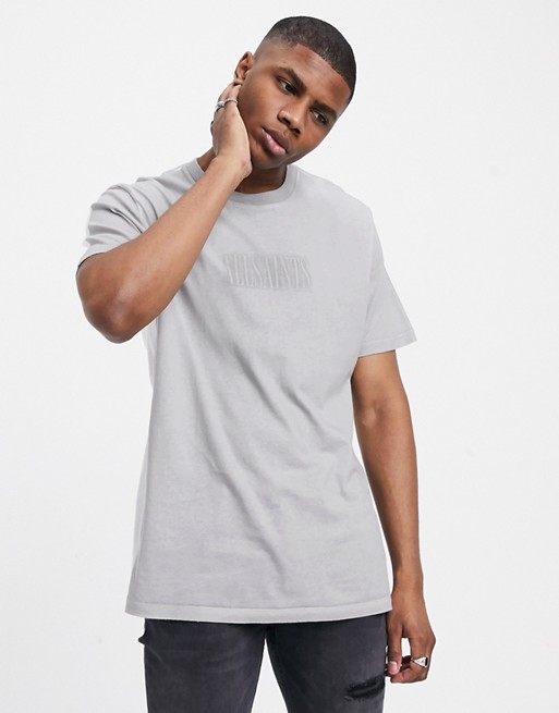 AllSaints Highway two tone text logo t-shirt in grey