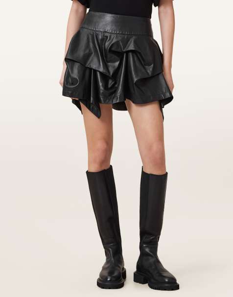 AllSaints – Hitch – Lederrock in Schwarz - view 1