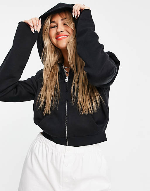  AllSaints hoodie with padded shoulder in black 