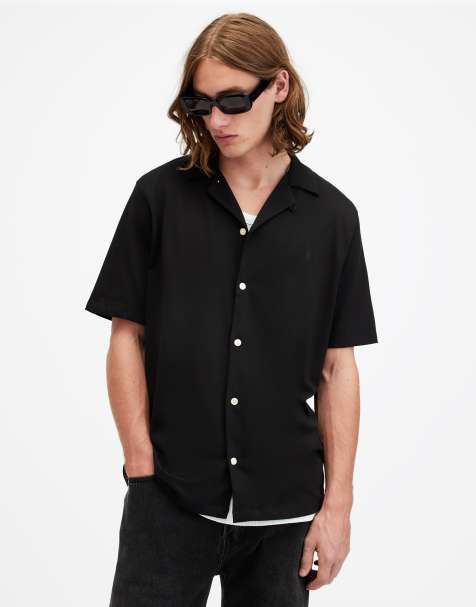 AllSaints – Hudson – Kurzärmliges Hemd in Schwarz - view 1