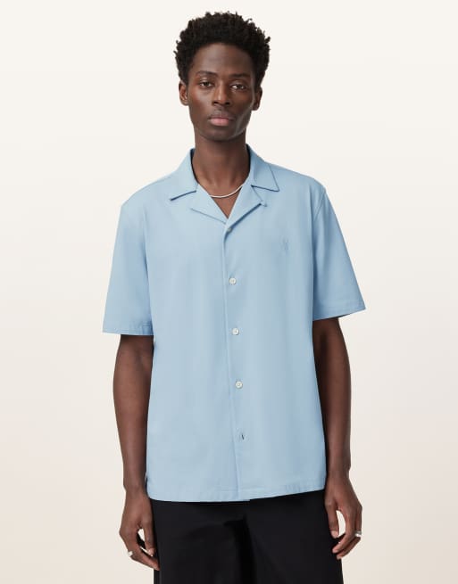 AllSaints - Hudson - Overhemd met korte mouwen in blauw