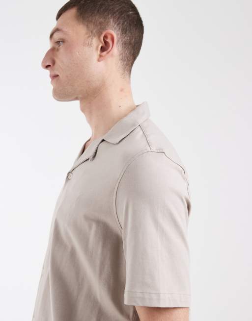 AllSaints Hudson short sleeve shirt in beige, 3 of 5