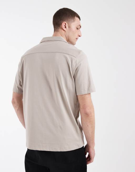 AllSaints Hudson short sleeve shirt in beige, 5 of 5