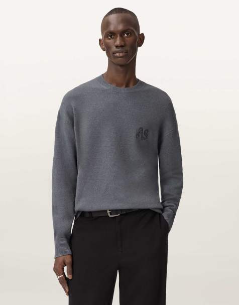 AllSaints - Icon - Pull ras de cou en maille - Bleu ardoise - view 1