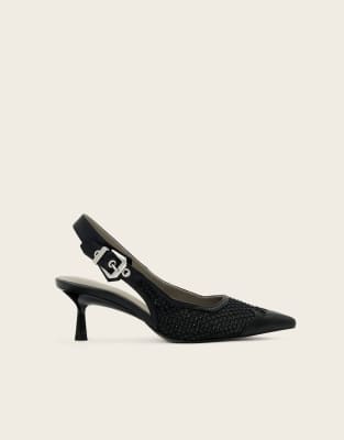 Idiya - Chaussures à petit talon et bride arrière en maille - Noir 36