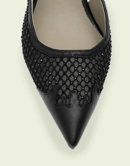 AllSaints - Idiya - Scarpe nere in rete con cinturino posteriore e tacchetto a spillo, 4 di 4