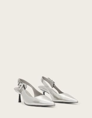 AllSaints - Idiya - Slingback-Schuhe in Graphitgrau