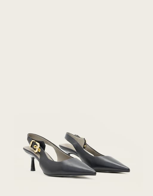 AllSaints – Idiya – Slingback-Schuhe in Schwarz