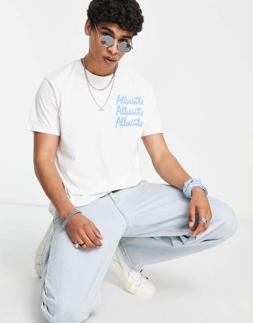 AllSaints ignitor triple logo t-shirt in white 