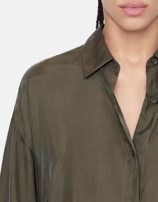 AllSaints Ilana Hemd in dunklem Khaki-Grün, 5 von 6