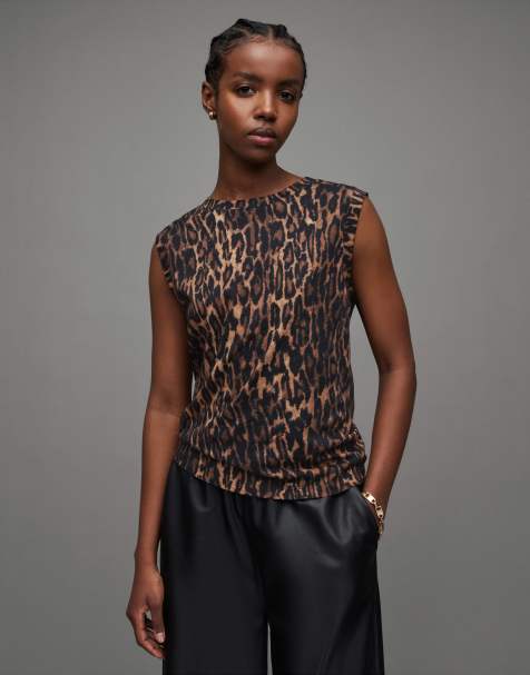 AllSaints Imogen tank in leopard print